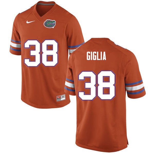 Men #38 Anthony Giglia Florida Gators College Football Jerseys Orange
